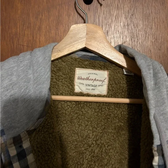 Weatherproof Mens Hooded Sherpa Lined Soft Brushed Plaid Shirt Jacket - Picture 4 of 8